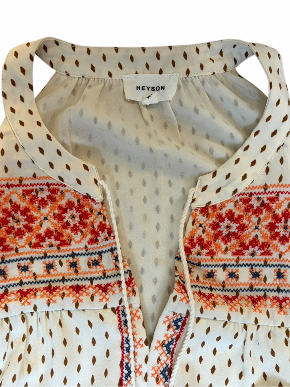 Embroidered Boho Cream Halter Camisole with Tassel Detail - Picture 2 of 7